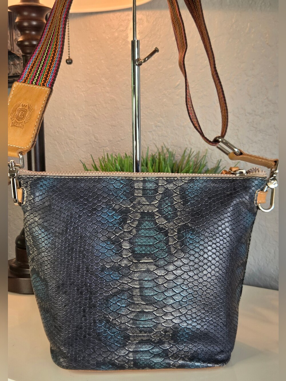 Consuela Rattler Downtown Snake Embossed Leather Crossbody Bag - Picture 3 of 13